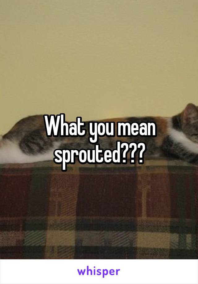 What you mean sprouted???