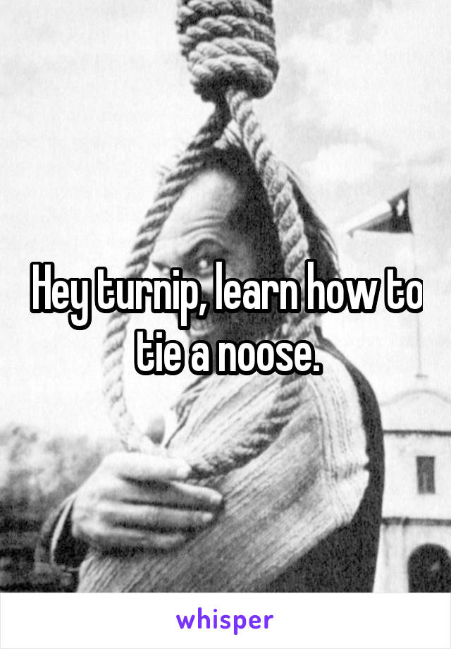 Hey turnip, learn how to tie a noose.