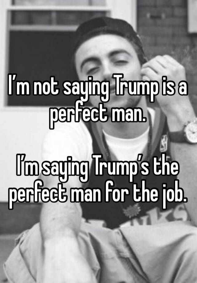 I’m not saying Trump is a perfect man.

I’m saying Trump’s the perfect man for the job.