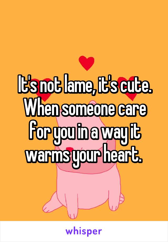 It's not lame, it's cute.
When someone care for you in a way it warms your heart. 