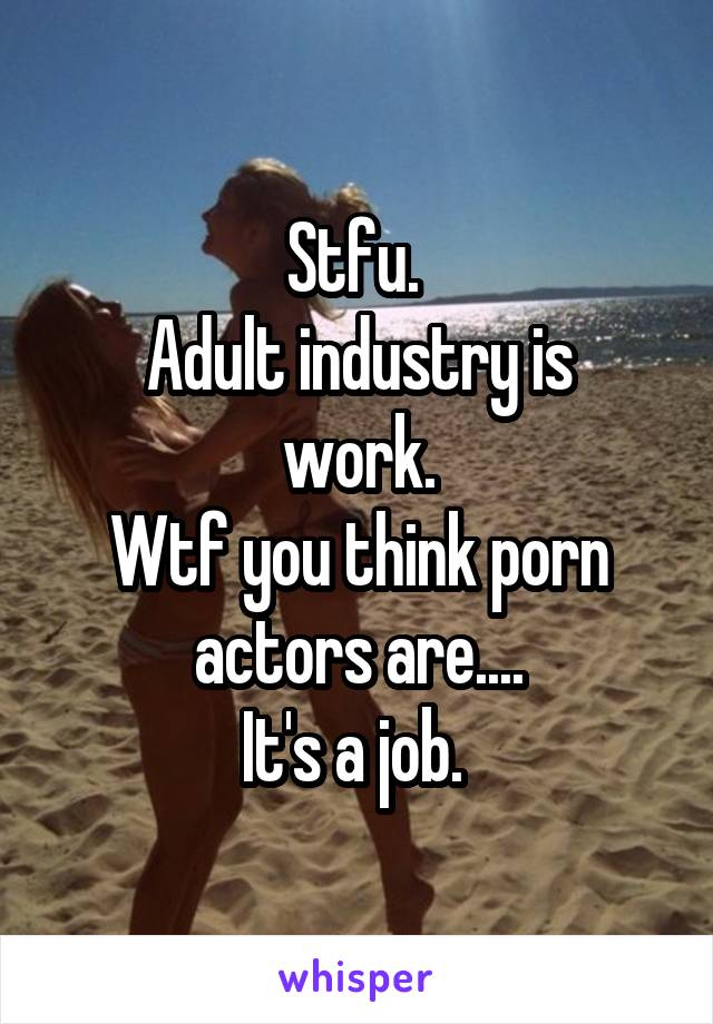 Stfu. 
Adult industry is work.
Wtf you think porn actors are....
It's a job. 