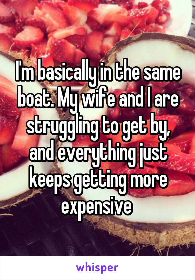 I'm basically in the same boat. My wife and I are struggling to get by, and everything just keeps getting more expensive 