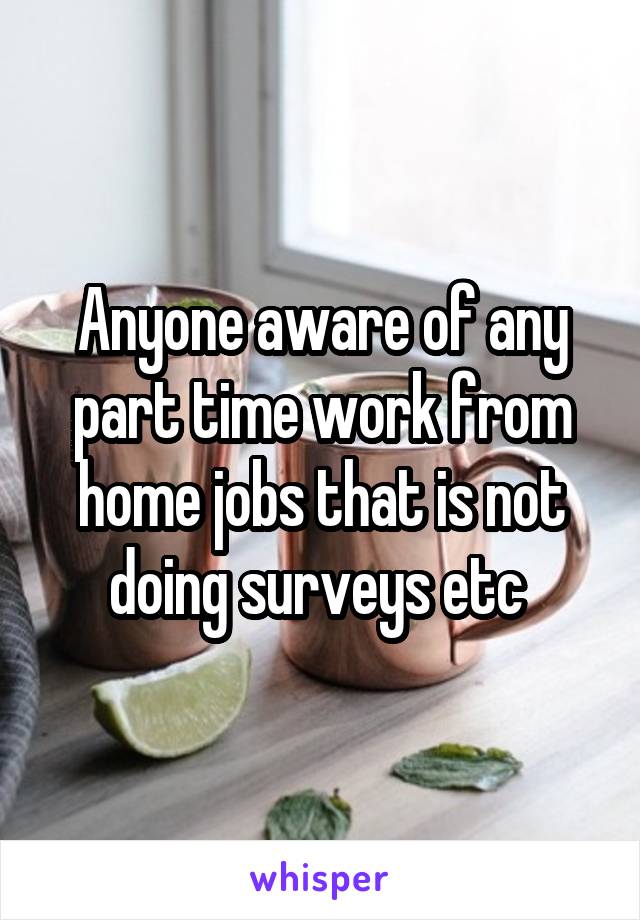 Anyone aware of any part time work from home jobs that is not doing surveys etc 