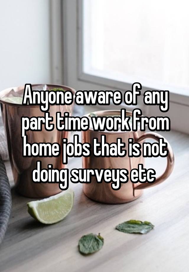 Anyone aware of any part time work from home jobs that is not doing surveys etc 