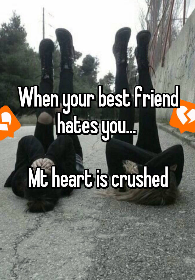 When your best friend hates you... 

Mt heart is crushed