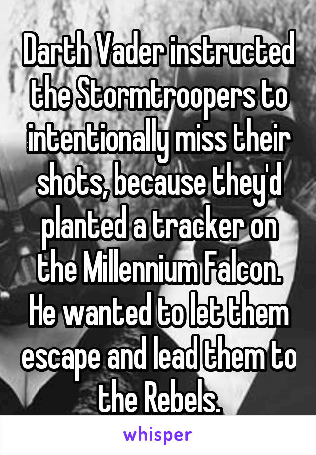 Darth Vader instructed the Stormtroopers to intentionally miss their shots, because they'd planted a tracker on the Millennium Falcon. He wanted to let them escape and lead them to the Rebels.