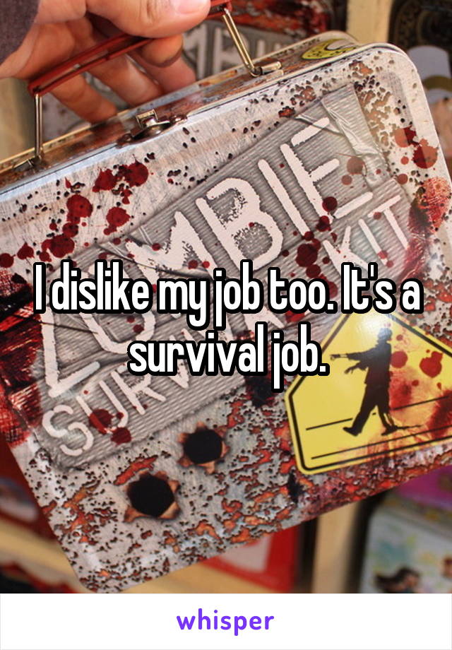 I dislike my job too. It's a survival job.