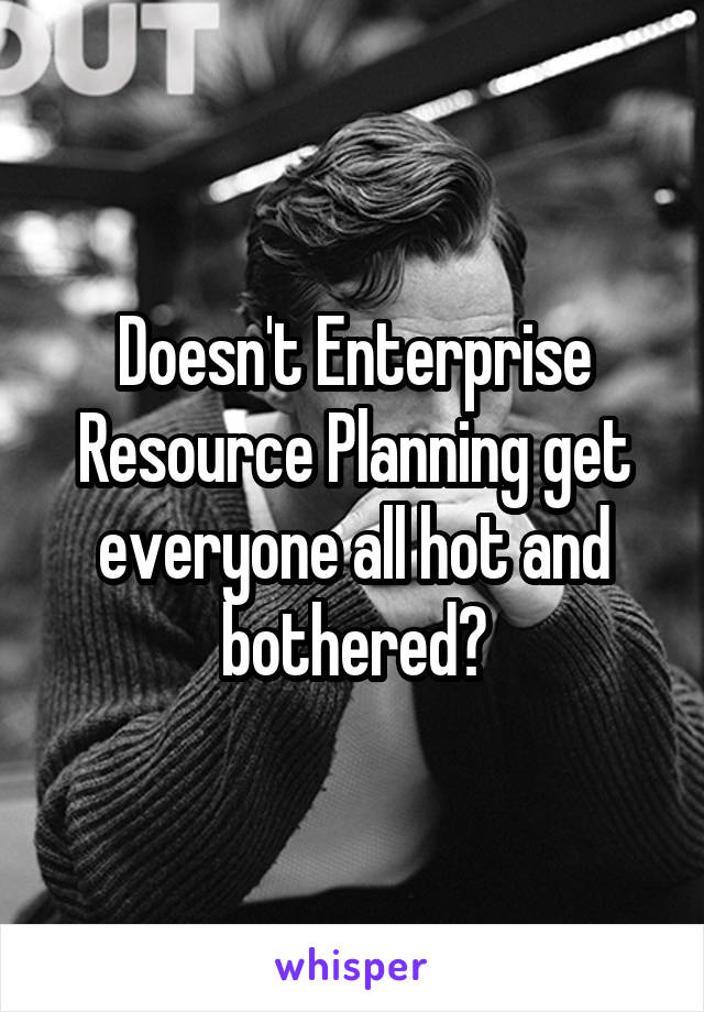 Doesn't Enterprise Resource Planning get everyone all hot and bothered?