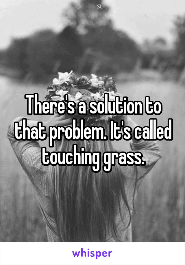 There's a solution to that problem. It's called touching grass.