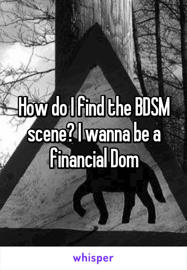 How do I find the BDSM scene? I wanna be a financial Dom