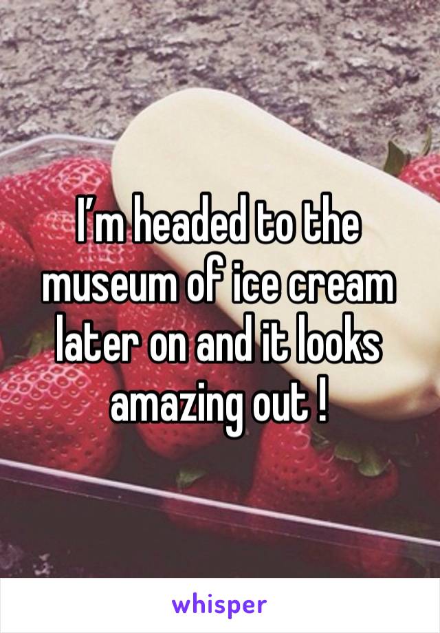 I’m headed to the museum of ice cream later on and it looks amazing out !