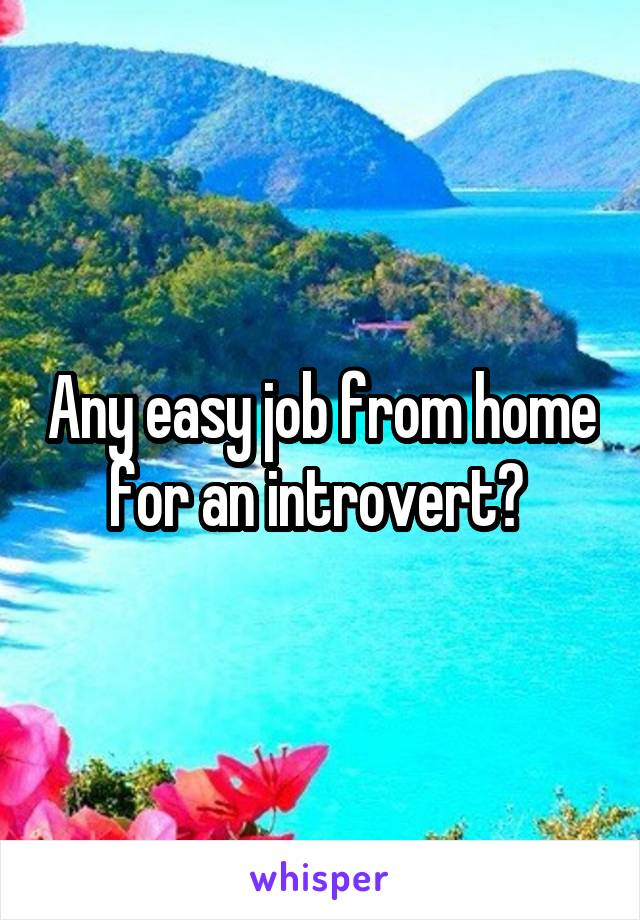 Any easy job from home for an introvert? 