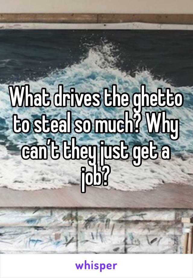 What drives the ghetto to steal so much? Why can’t they just get a job?