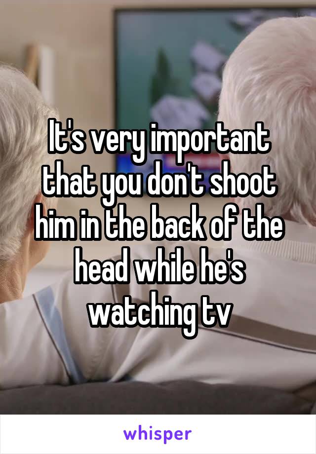 It's very important that you don't shoot him in the back of the head while he's watching tv