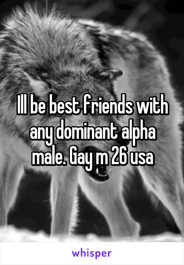 Ill be best friends with any dominant alpha male. Gay m 26 usa