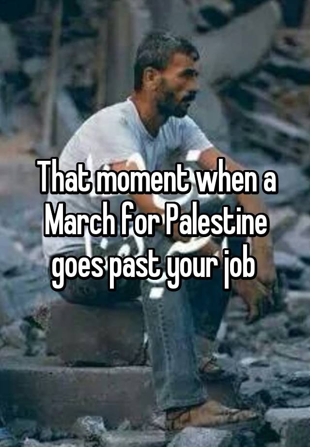 That moment when a March for Palestine goes past your job 