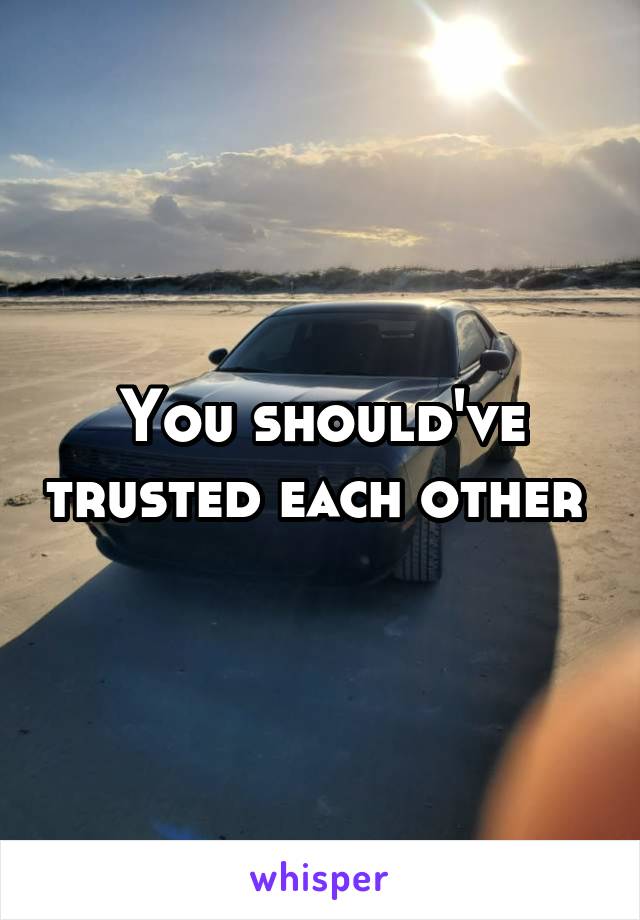 You should've trusted each other 