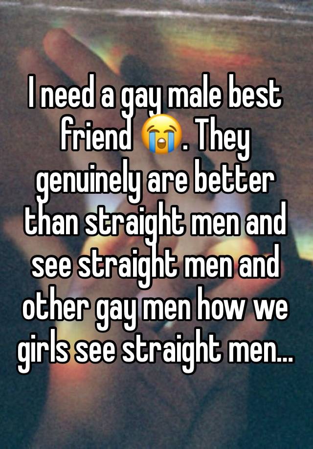 I need a gay male best friend 😭. They genuinely are better than straight men and see straight men and other gay men how we girls see straight men…