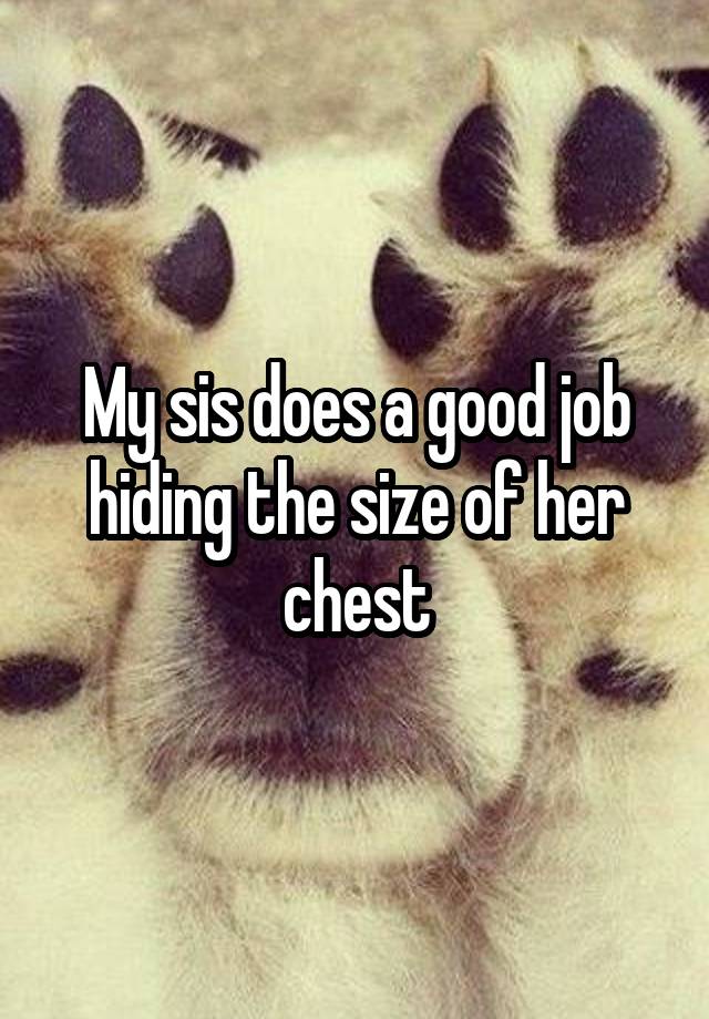 My sis does a good job hiding the size of her chest