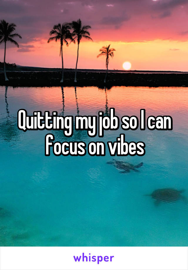 Quitting my job so I can focus on vibes