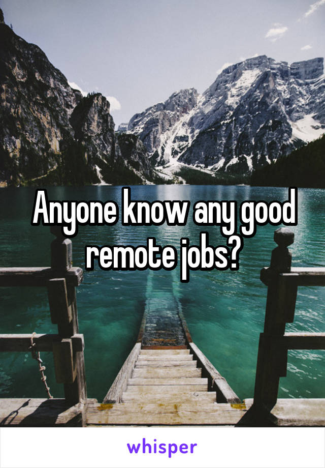 Anyone know any good remote jobs?