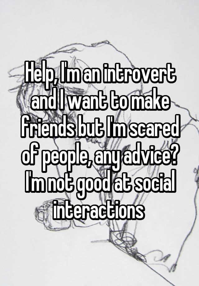 Help, I'm an introvert and I want to make friends but I'm scared of people, any advice? I'm not good at social interactions 