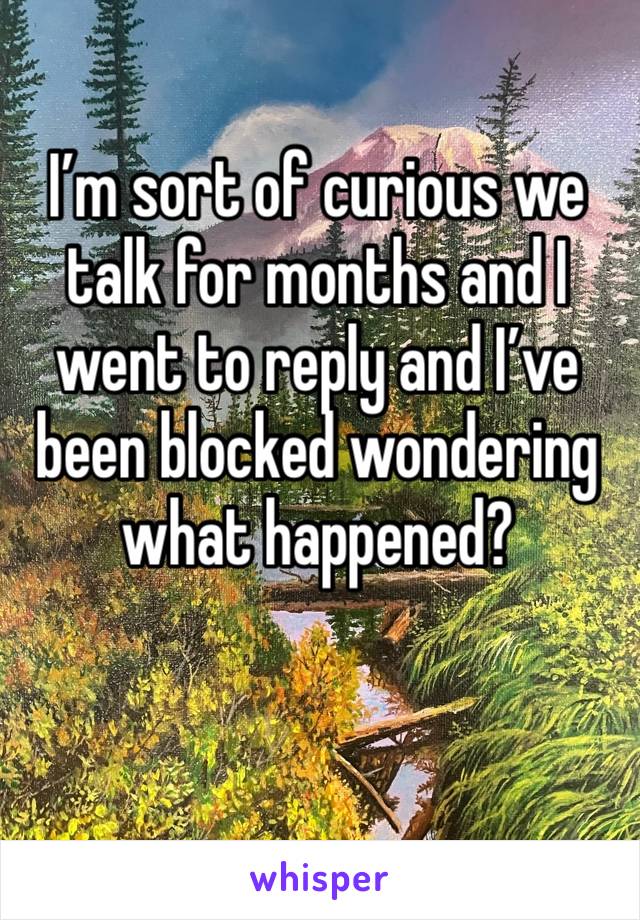 I’m sort of curious we talk for months and I went to reply and I’ve been blocked wondering what happened?