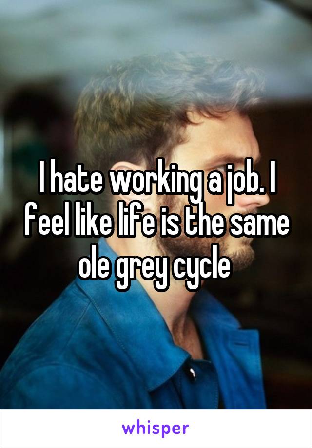 I hate working a job. I feel like life is the same ole grey cycle 