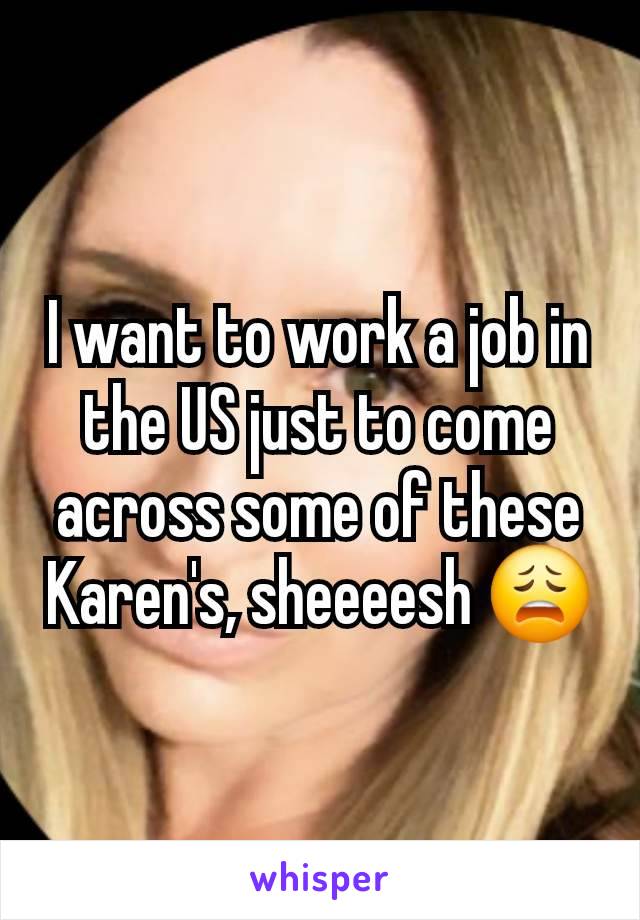 I want to work a job in the US just to come across some of these Karen's, sheeeesh 😩