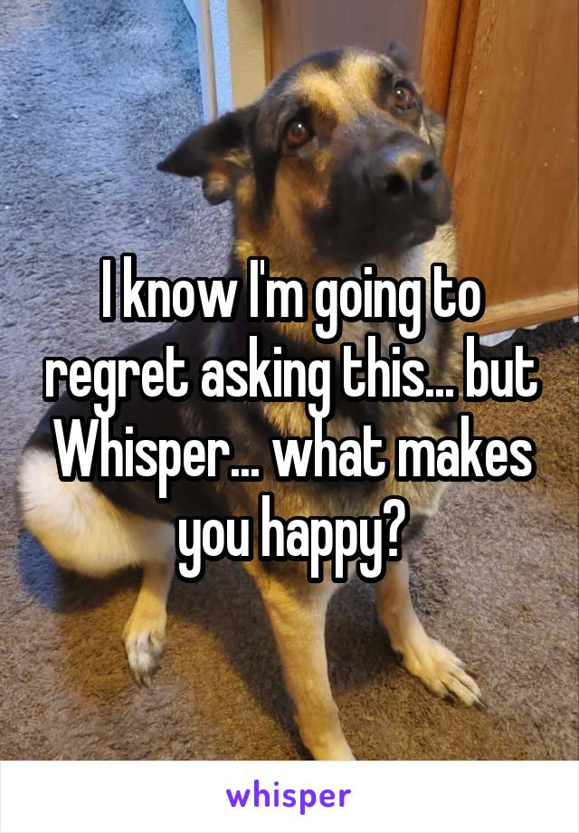 I know I'm going to regret asking this... but Whisper... what makes you happy?