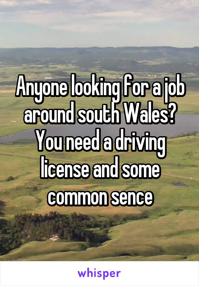 Anyone looking for a job around south Wales? You need a driving license and some common sence