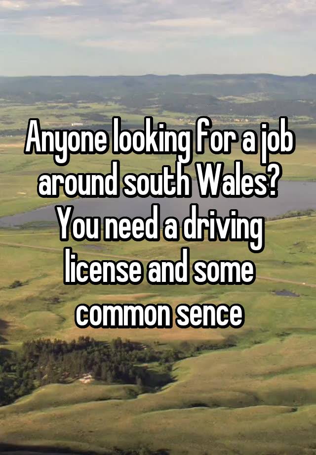 Anyone looking for a job around south Wales? You need a driving license and some common sence