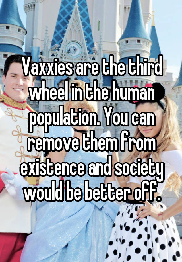 Vaxxies are the third wheel in the human population. You can remove them from existence and society would be better off.