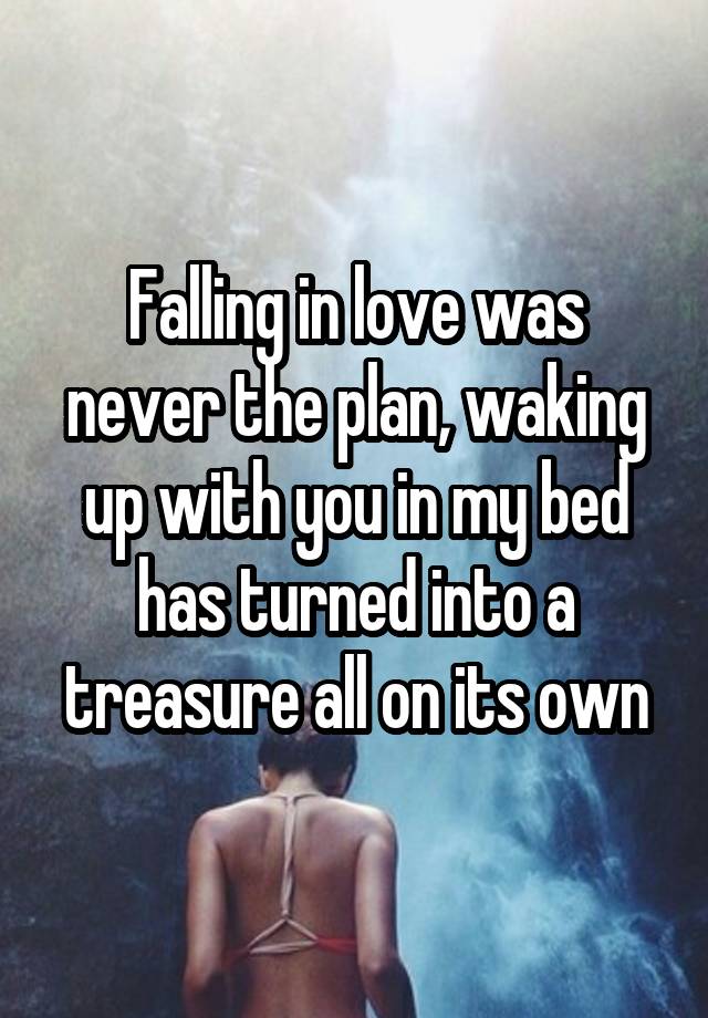 Falling in love was never the plan, waking up with you in my bed has turned into a treasure all on its own