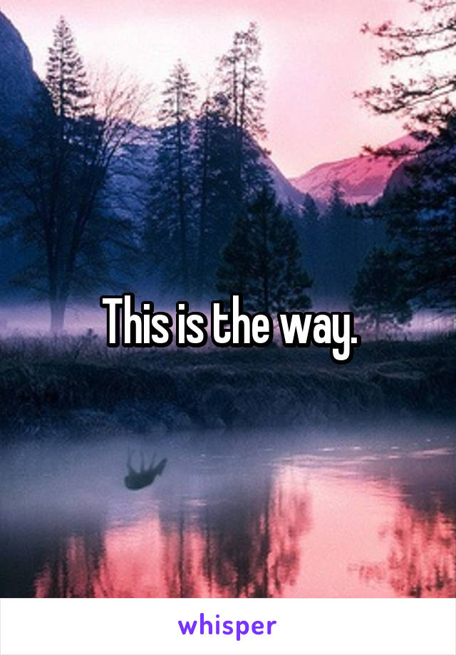 This is the way.