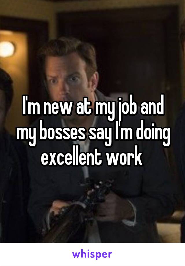 I'm new at my job and my bosses say I'm doing excellent work 