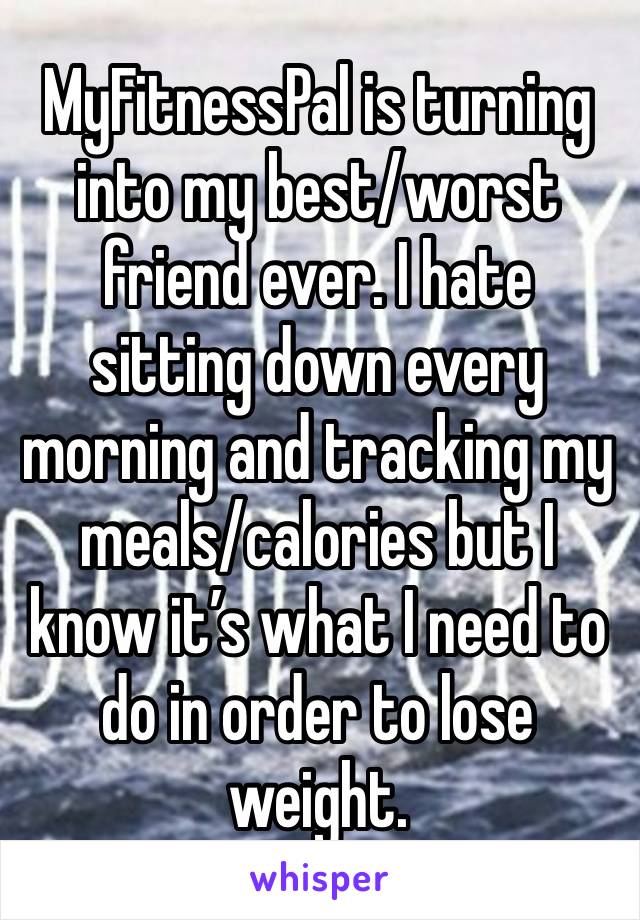 MyFitnessPal is turning into my best/worst friend ever. I hate sitting down every morning and tracking my meals/calories but I know it’s what I need to do in order to lose weight. 