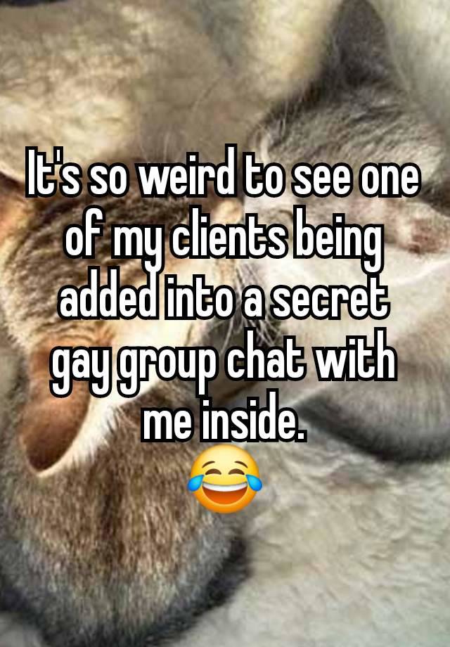 It's so weird to see one of my clients being added into a secret gay group chat with me inside.
😂