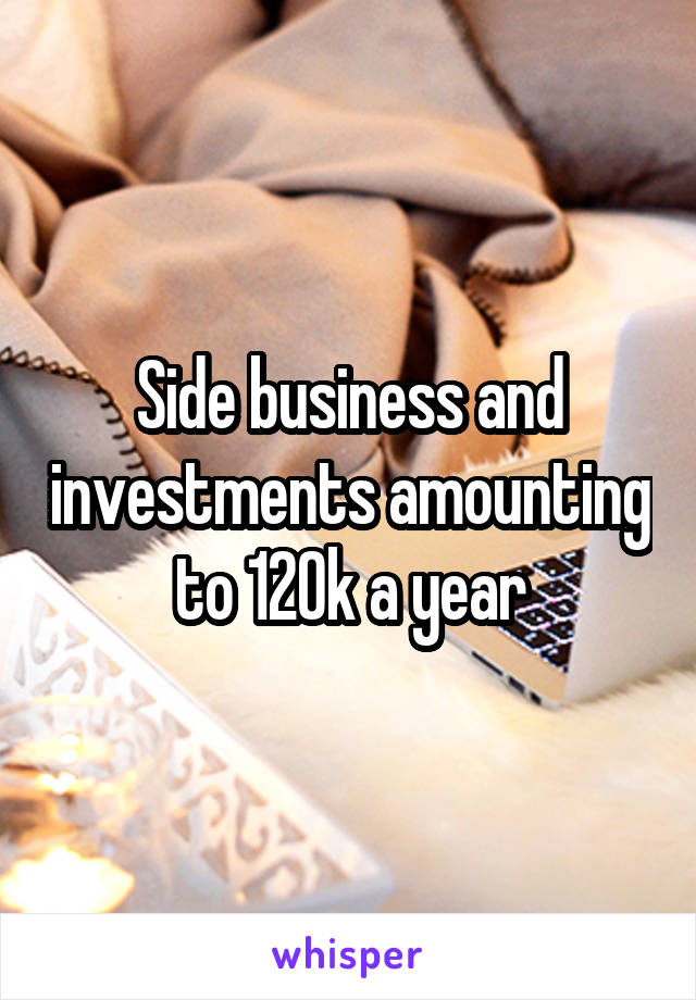 Side business and investments amounting to 120k a year