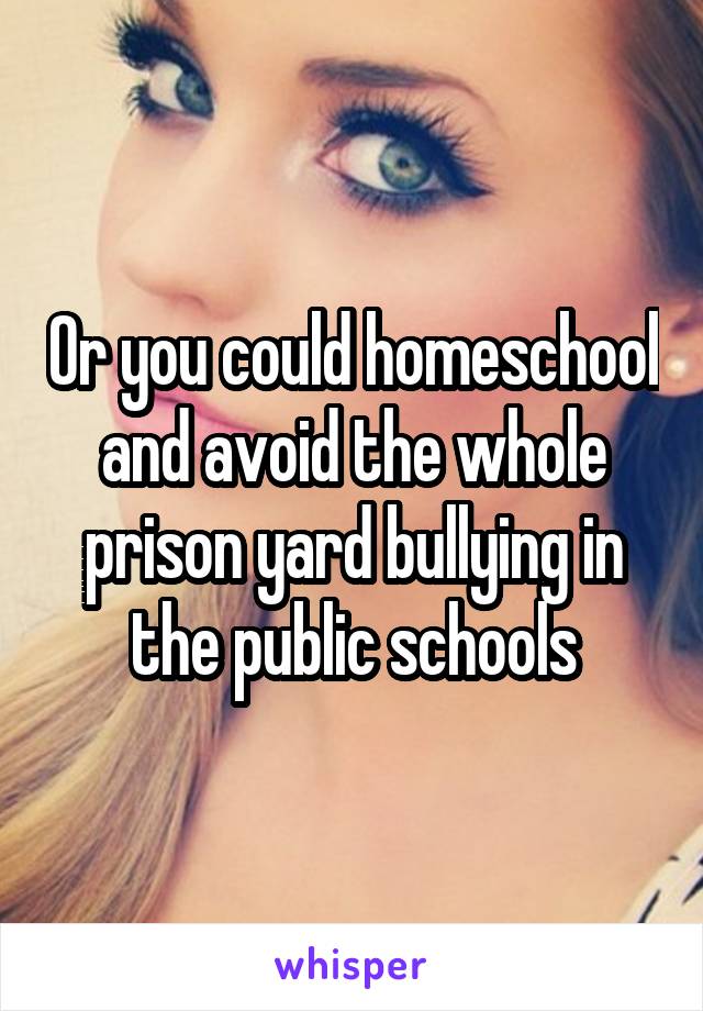 Or you could homeschool and avoid the whole prison yard bullying in the public schools