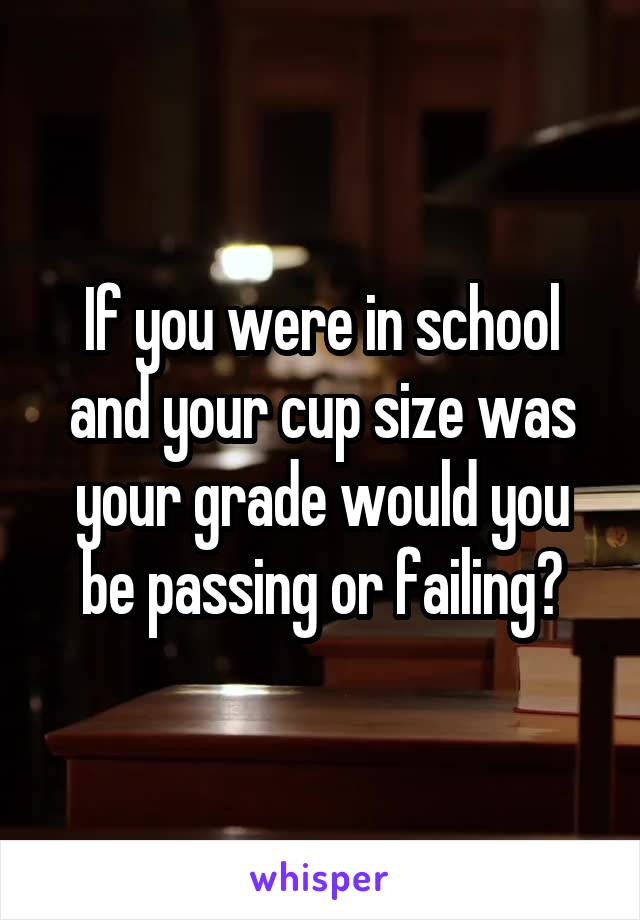 If you were in school and your cup size was your grade would you be passing or failing?