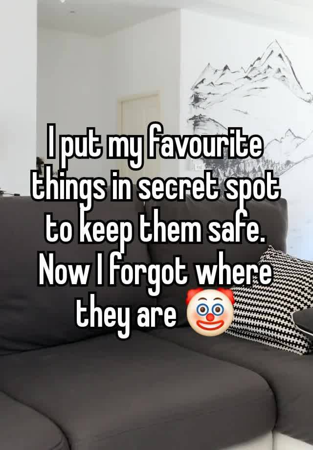 I put my favourite things in secret spot to keep them safe. Now I forgot where they are 🤡