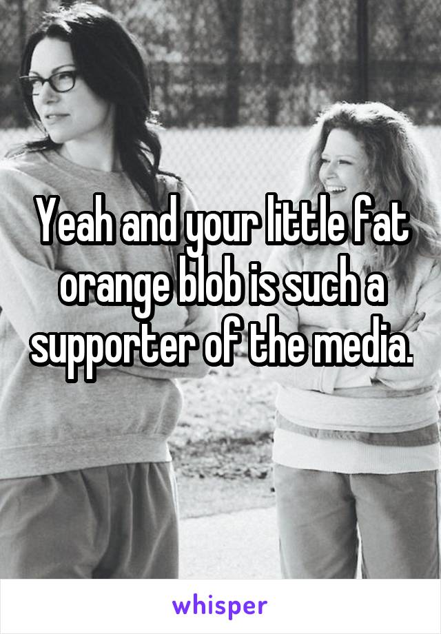 Yeah and your little fat orange blob is such a supporter of the media. 