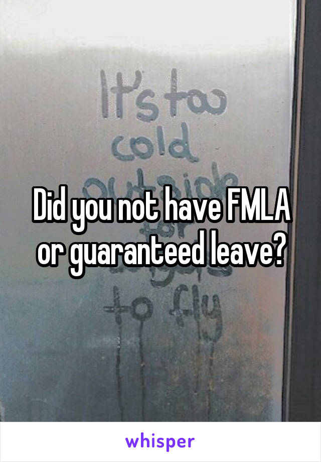 Did you not have FMLA or guaranteed leave?