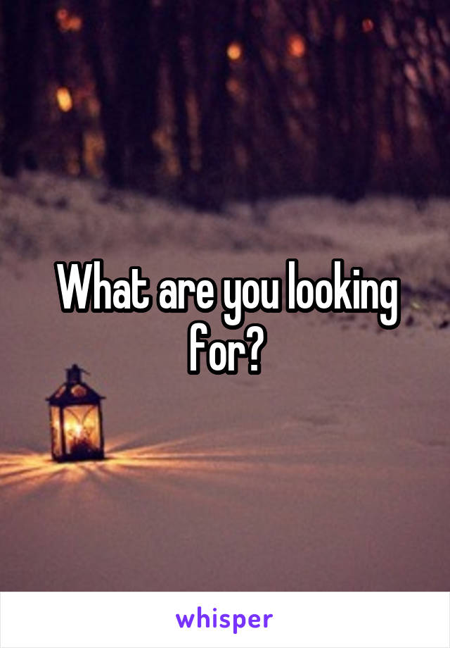 What are you looking for?