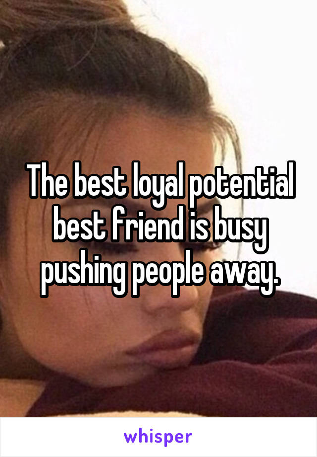 The best loyal potential best friend is busy pushing people away.