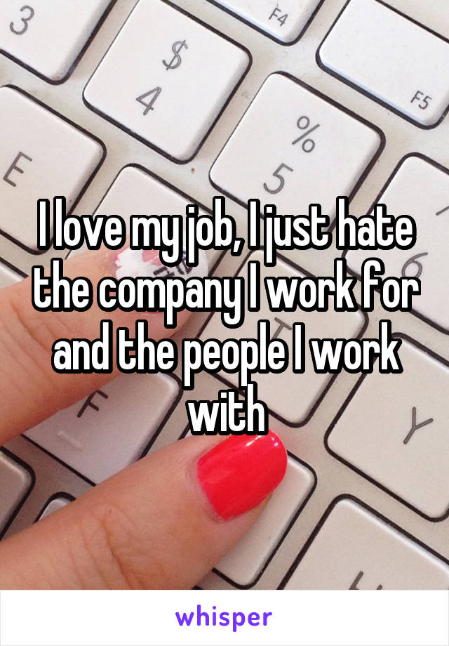 I love my job, I just hate the company I work for and the people I work with