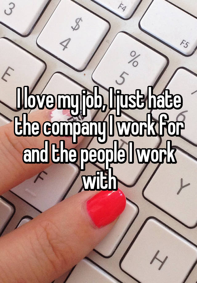 I love my job, I just hate the company I work for and the people I work with