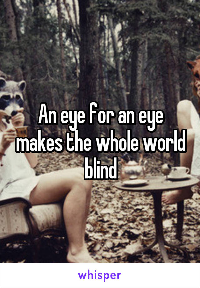 An eye for an eye makes the whole world blind