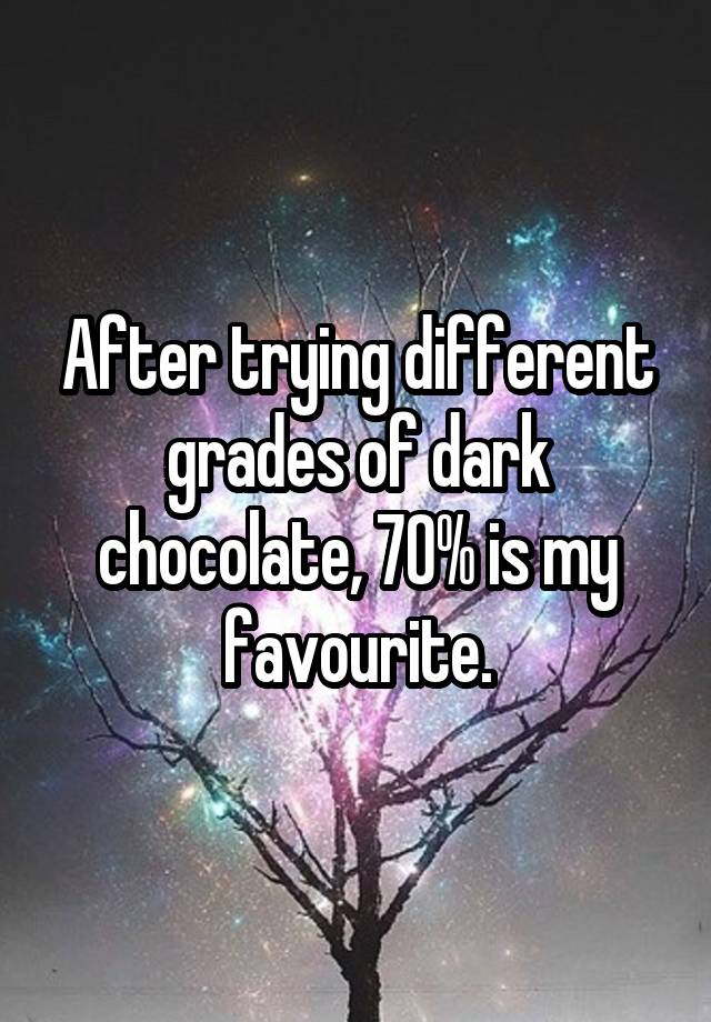 After trying different grades of dark chocolate, 70% is my favourite.